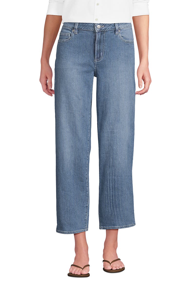 Soft Denim Mid Rise Relaxed Straight Crop Jeans, Main, color, Beau Blue Stripe