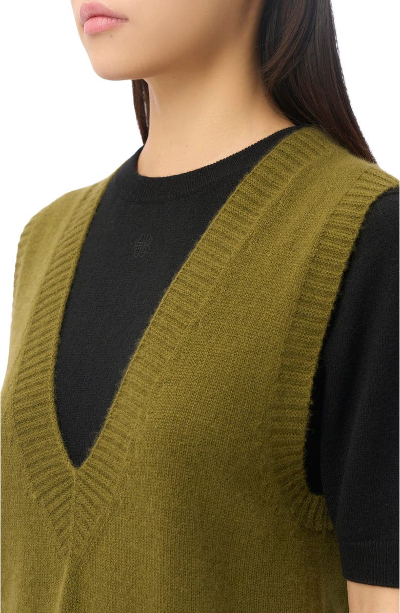 GOBI Mongolian Cashmere Women's Relaxed V-Neck Cashmere Vest, Alternate, color, Olive Drab