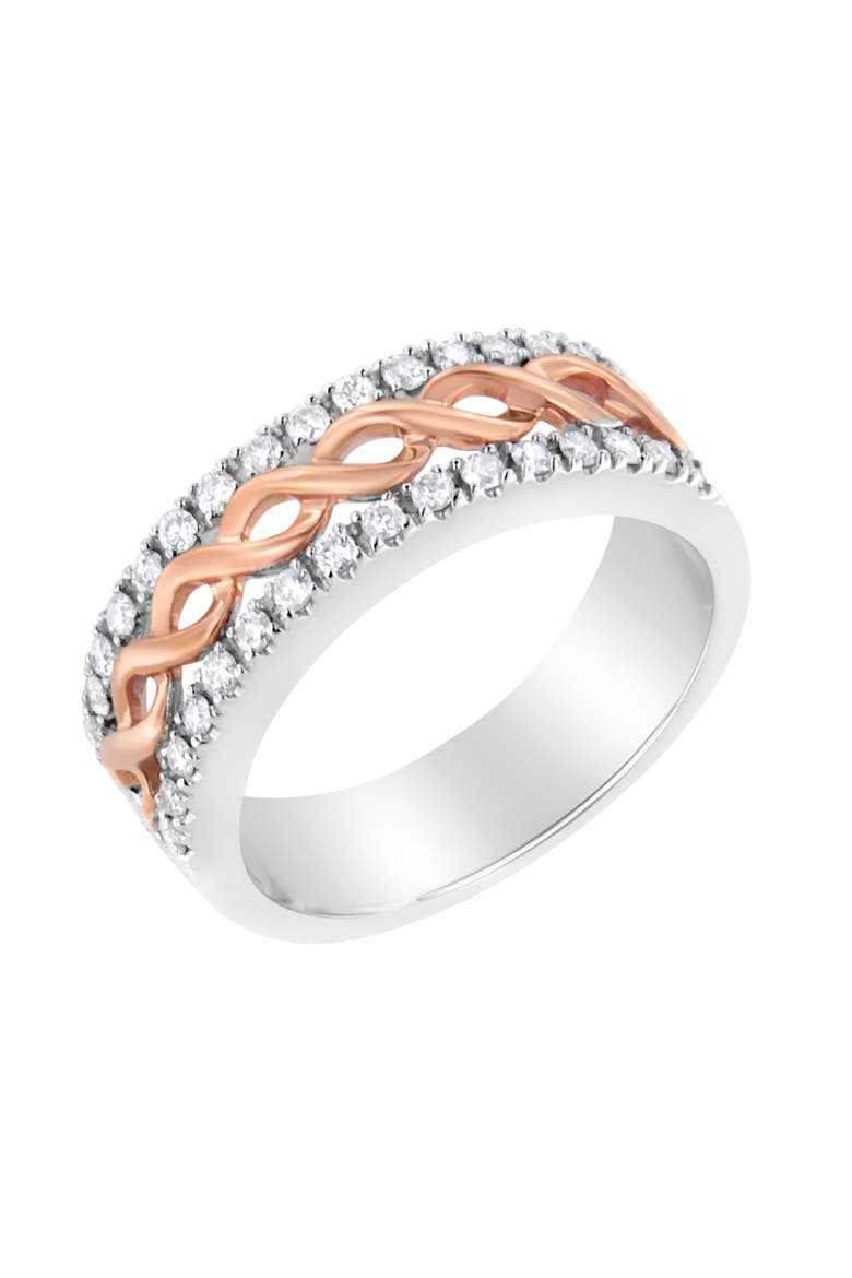10K Gold 1/3Cttw Diamond Split Shank & Ribbon Band Ring, Alternate, color, White Gold