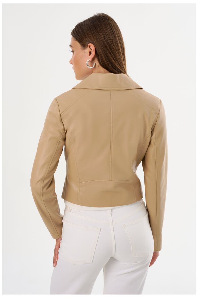 Pascale | Fitted Faux Leather Jacket, Alternate, color, Wheat