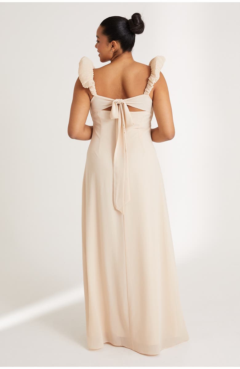 Six Stories Pleated Shoulder Bridesmaid Dress, Alternate, color, Cream