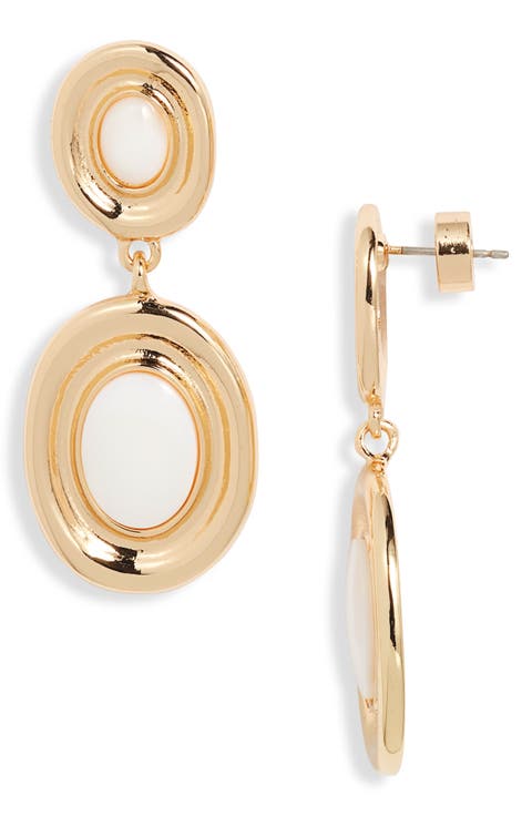 Oval Frame Shell Drop Earrings