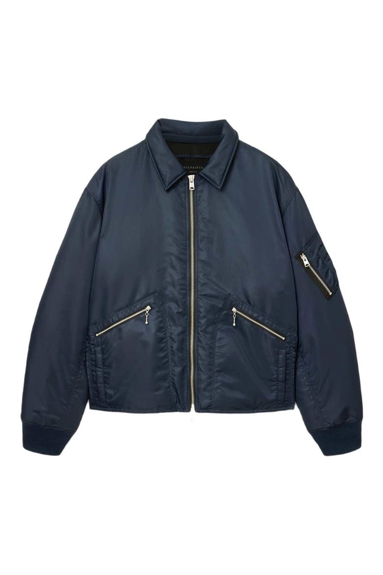 Fallon Nylon Bomber Jacket, Alternate, color, MOONLIT BLUE