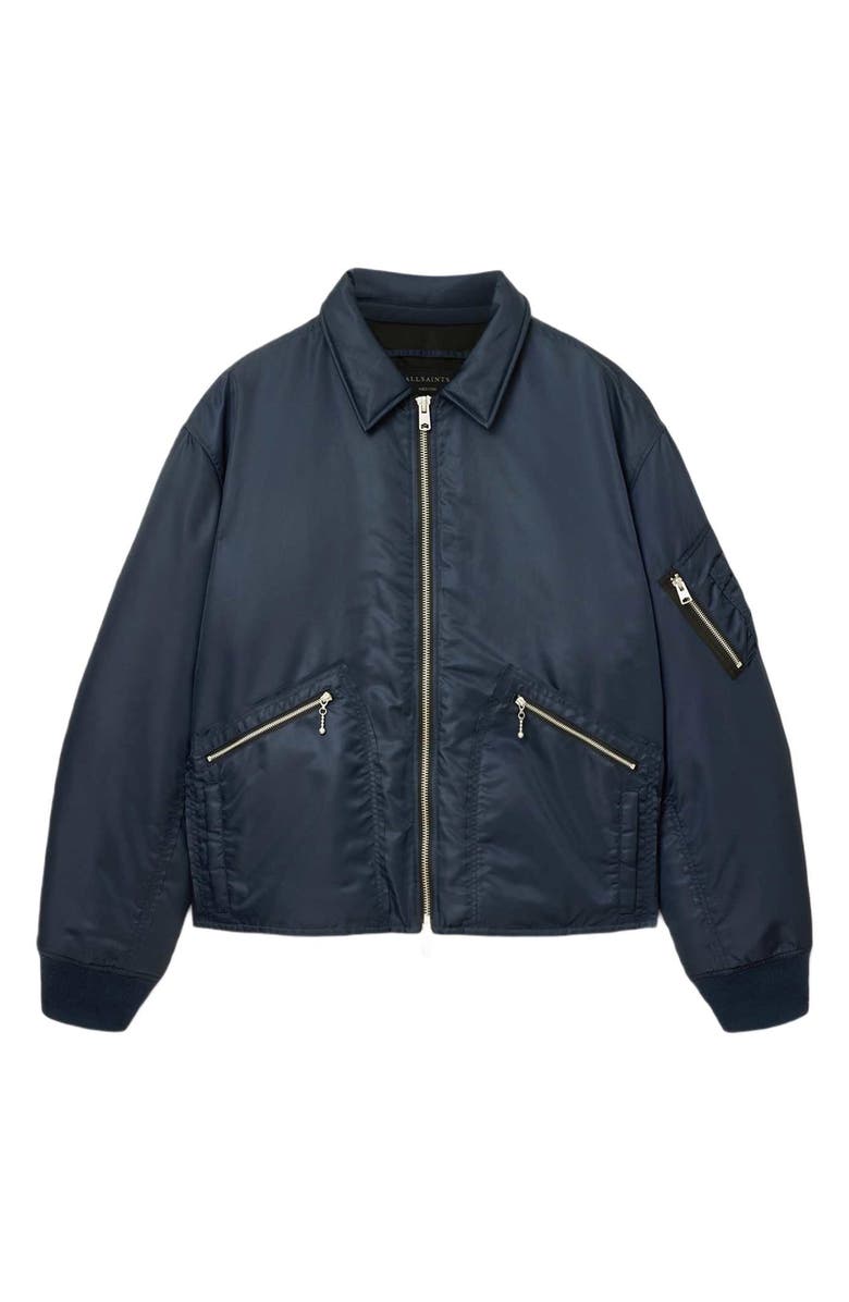 AllSaints Fallon Nylon Bomber Jacket, Alternate, color, Moonlit Blue