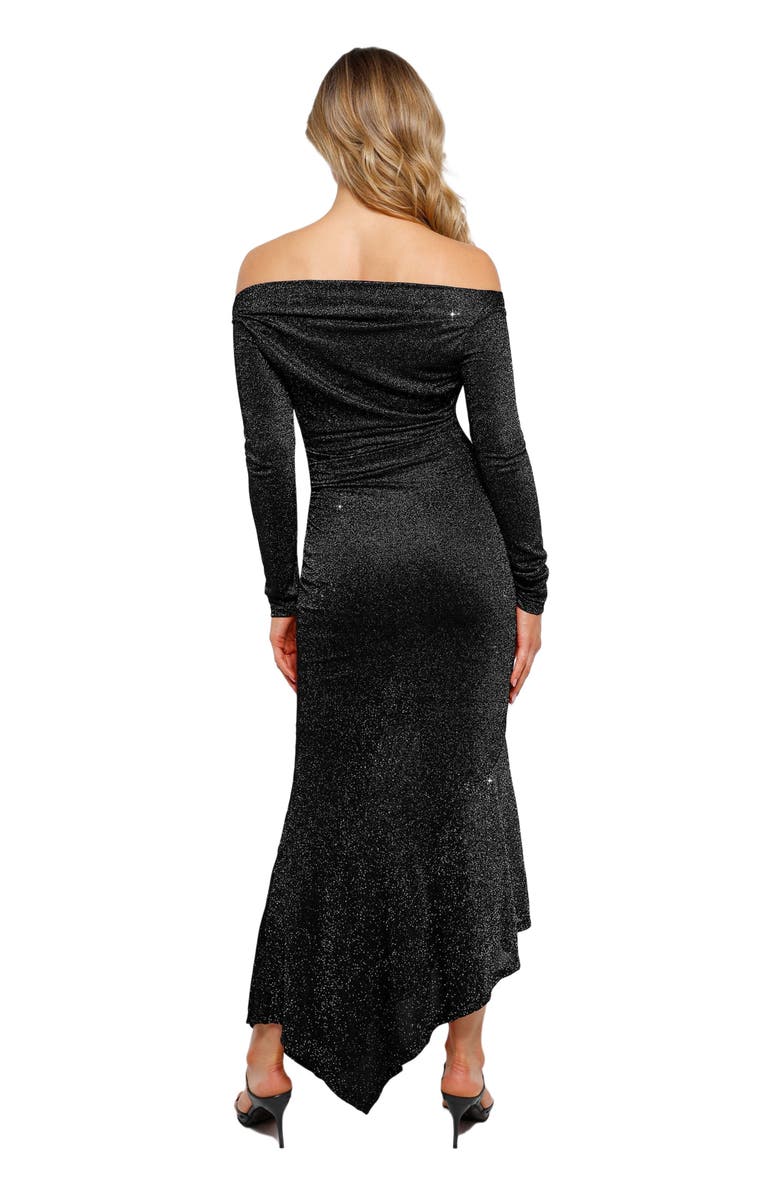 Popilush Shapewear Metallic Knit Long Sleeve Slim Mermaid Maxi Dress, Alternate, color, 