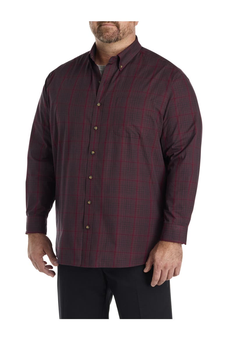 Big & Tall EZ-Care Large Plaid Sprt Shirt, Alternate, color, BLACK RED