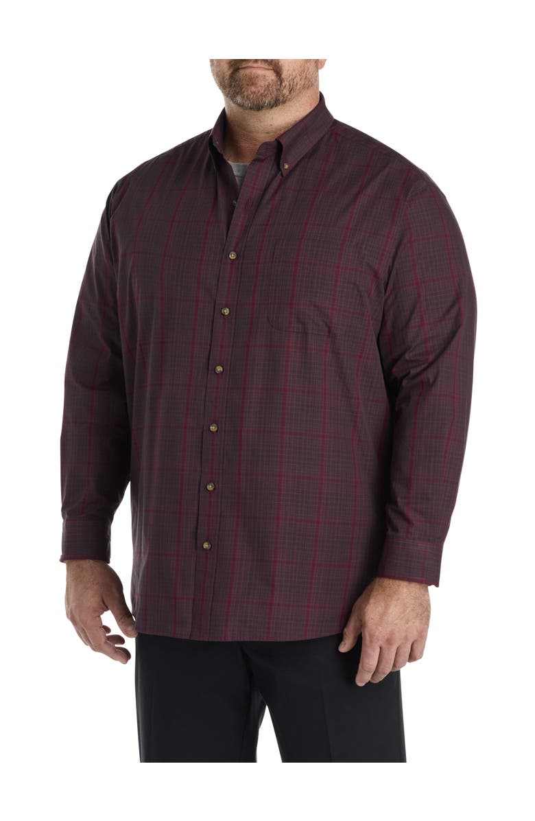 Harbor Bay by DXL Big & Tall EZ-Care Large Plaid Sprt Shirt, Alternate, color, Black Red