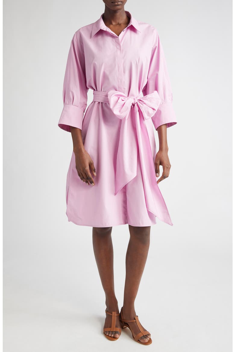 Tabata Belted Cotton Shirtdress, Main, color, HYDRANGEA PINK