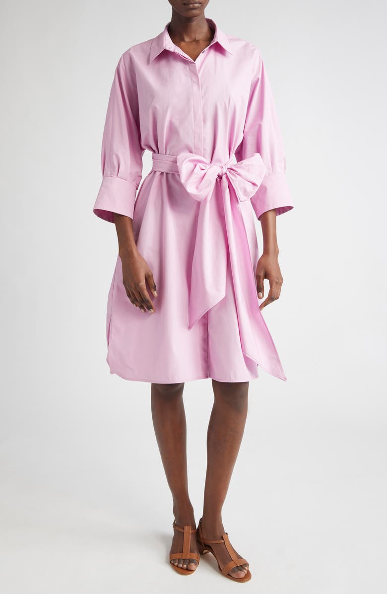 Max Mara Tabata Belted Cotton Shirtdress, Main, color,