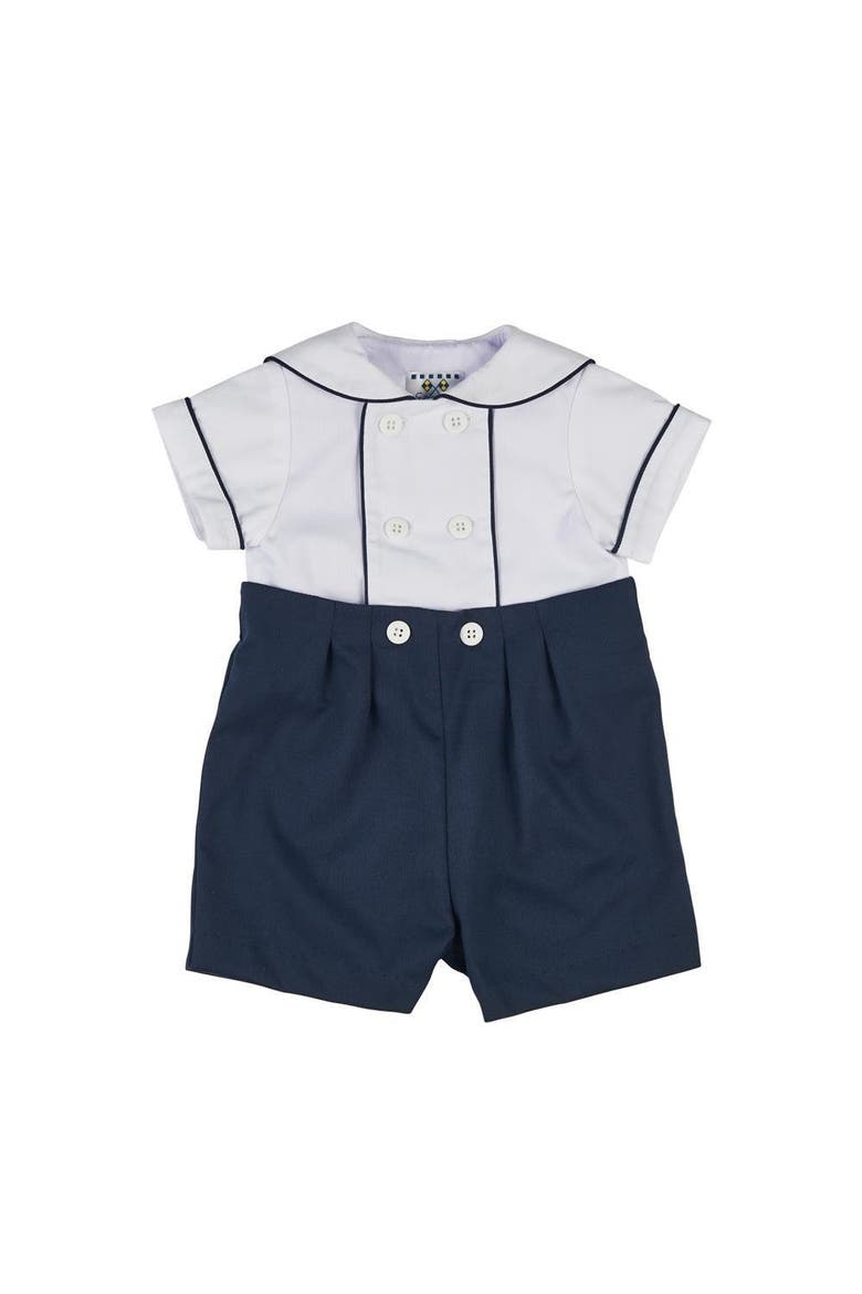 Navy Pique Button on Shortall, Main, color, Navy / White