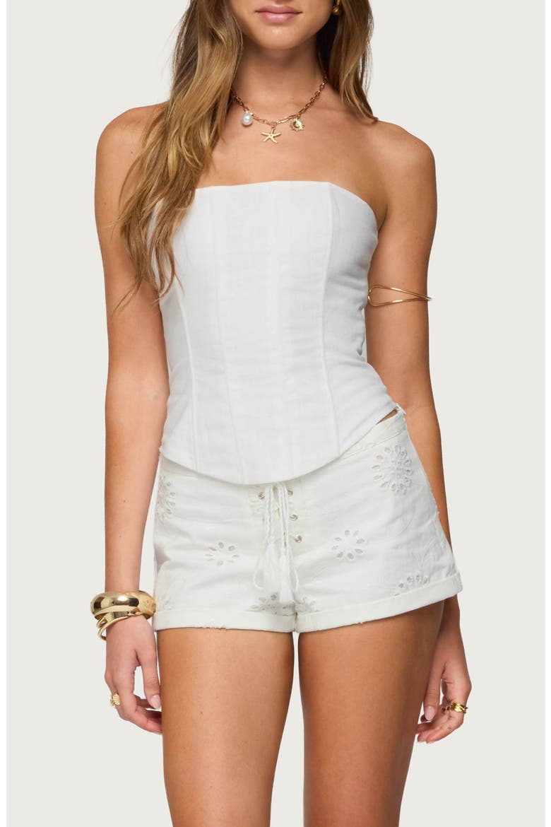 Hadar Strapless Corset Top, Main, color, WHITE