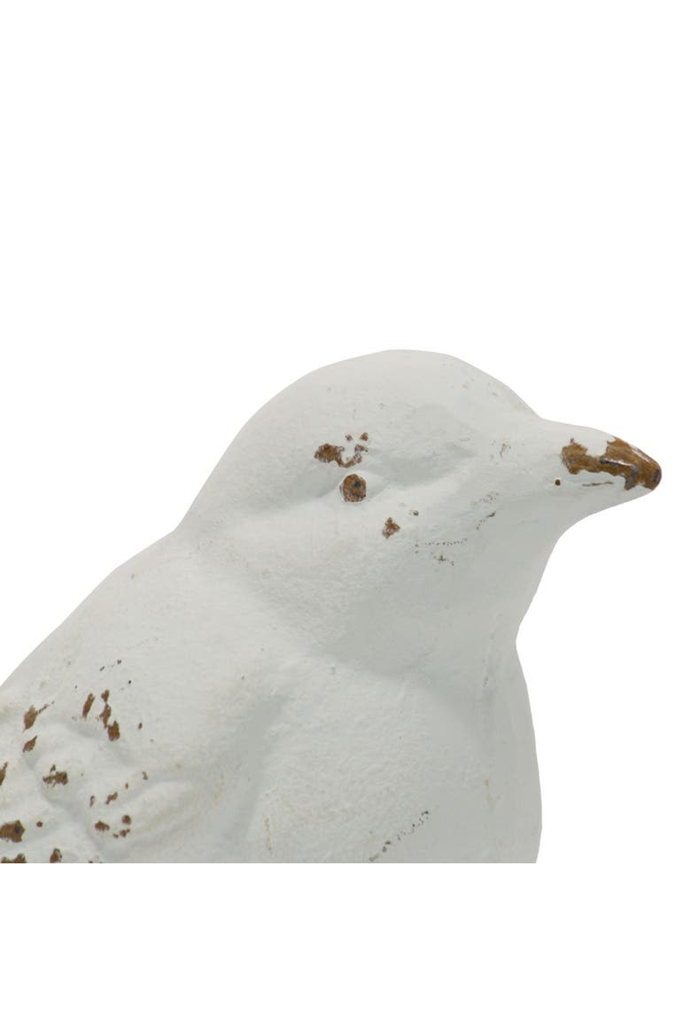 Rustic Antique White Metal Bird Figurine, Alternate, color, White