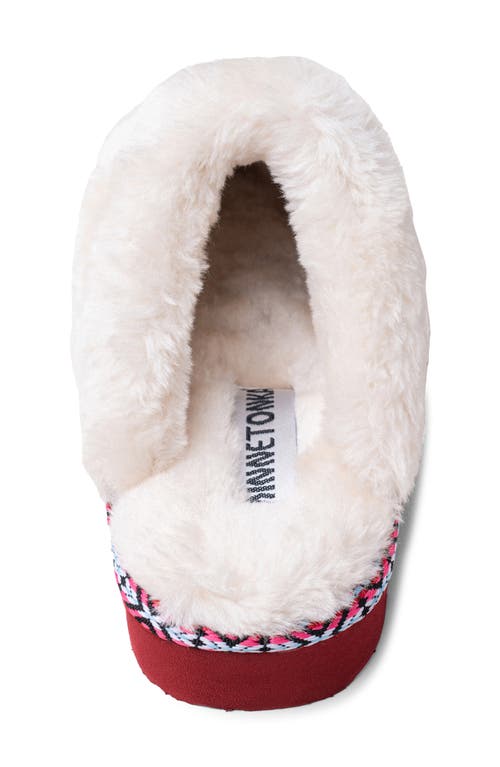Minnetonka Cerise Faux Fur Slipper In Red