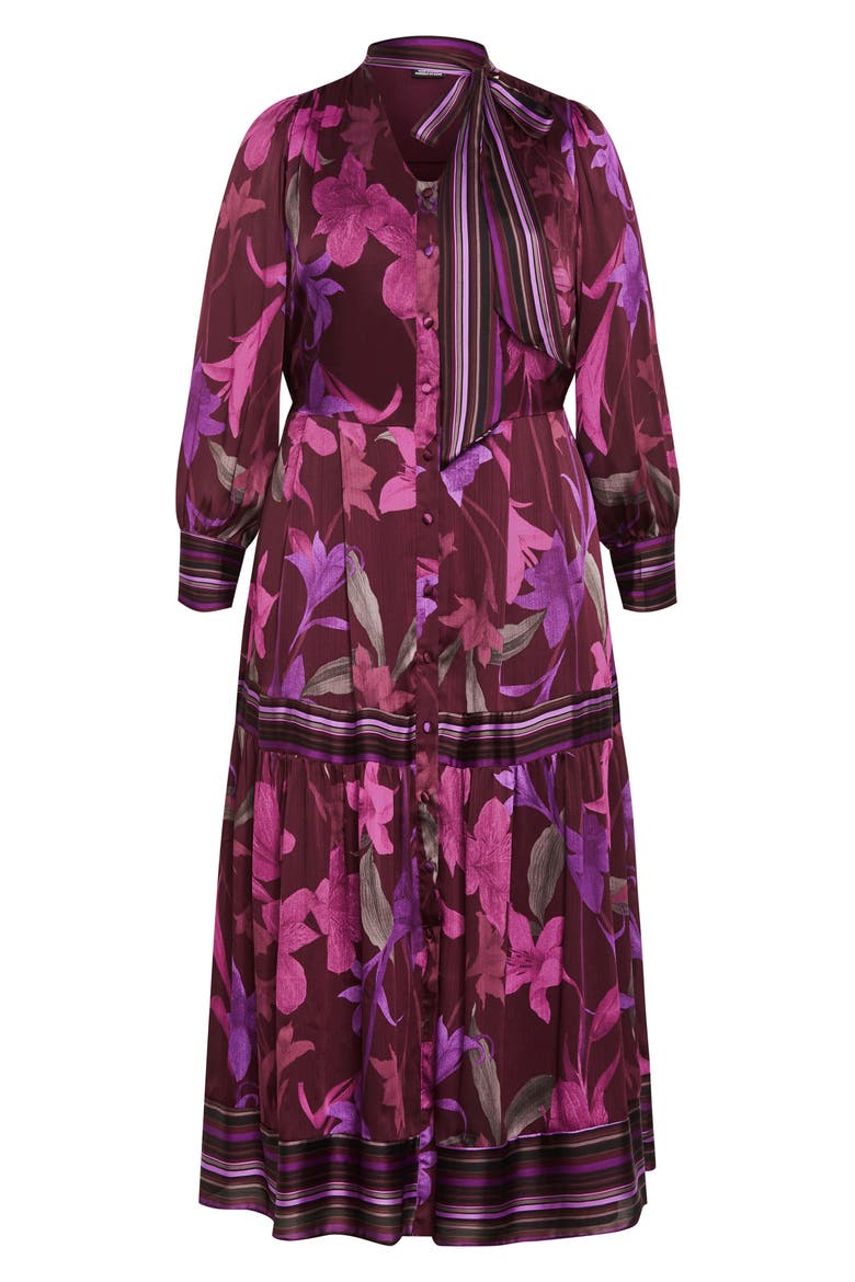 Amiyah Floral & Stripe Long Sleeve Maxi Dress, Alternate, color, PURPLE PRINT