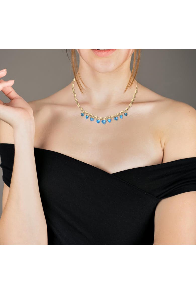 Sunshine Twist Design Yellow Gold Plated Silver Turquoise Gemstone Studded Necklace, Alternate, color, 14KT Gold Vermeil on Sterling