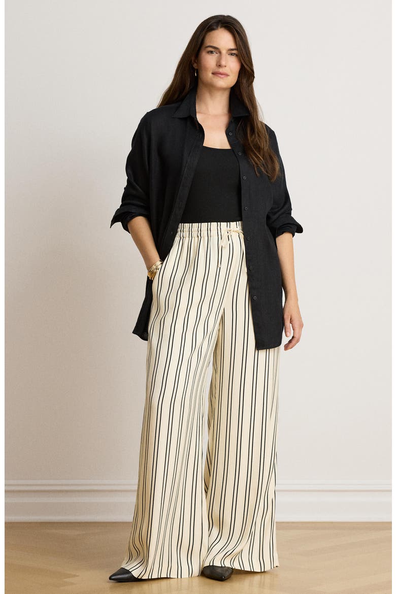 Striped Jacquard Wide-Leg Pants, Alternate, color, WINTER CREAM IVORY