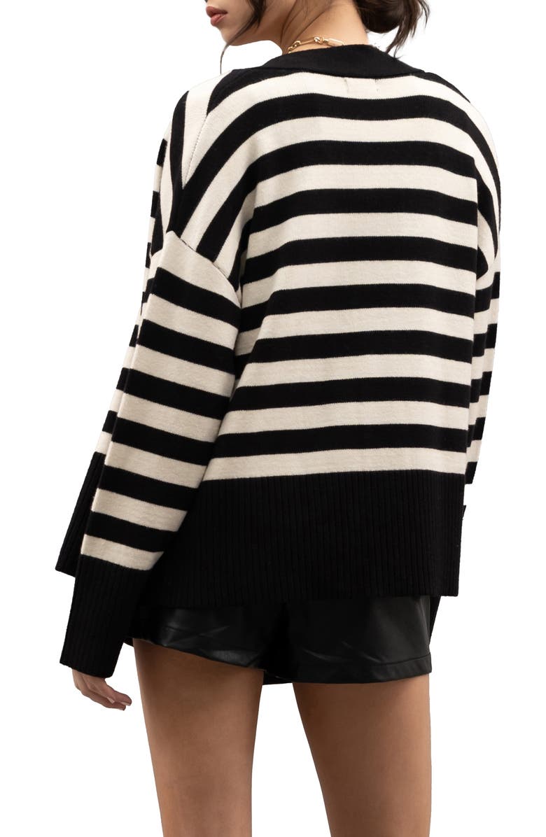 Blu Pepper Stripe Knit Cardigan, Alternate, color, 