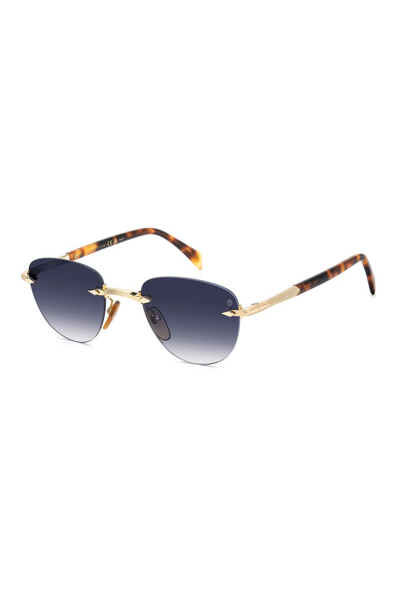 51mm Rimless Square Sunglasses, Alternate, color, GOLD BROWN HAVANA/ DK BLUE SF