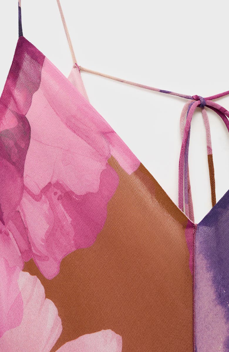 MANGO Floral Print Sleeveless Godet Maxi Dress, Alternate, color, Purple