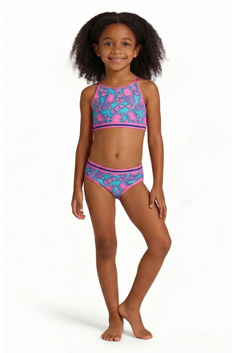 Kids' Pineapple Print Two-Piece Swimsuit, Alternate, color, AQUA PINEAPPLE