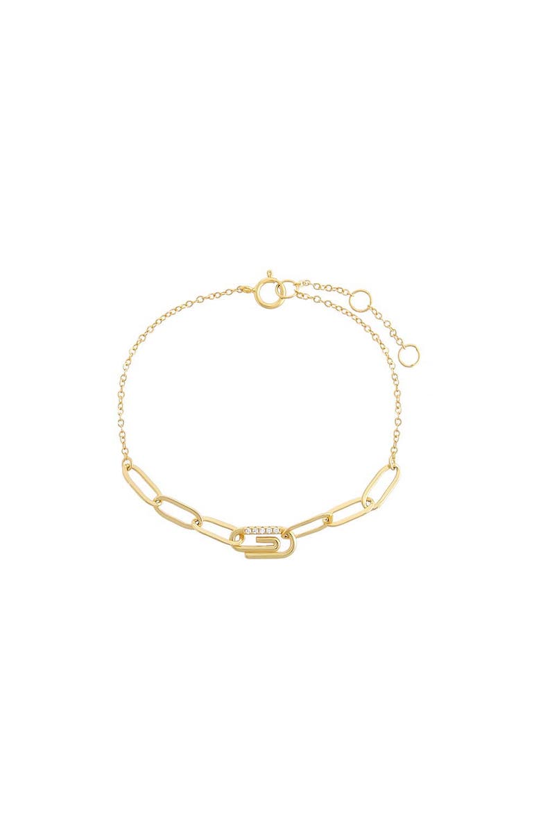 BY ADINA EDEN Pavé Safety Pin Paperclip Bracelet, Main, color,