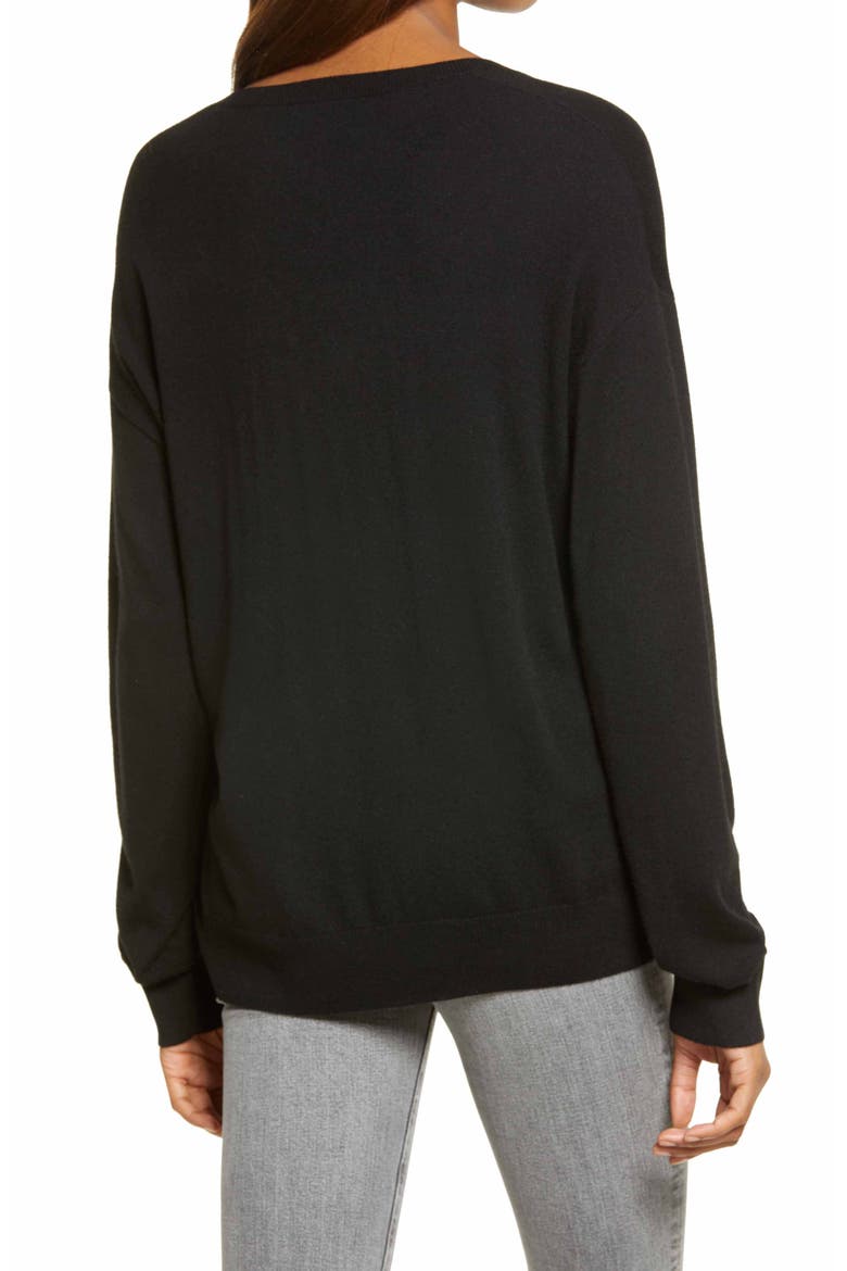 V-Neck Sweater, Alternate, color, BLACK