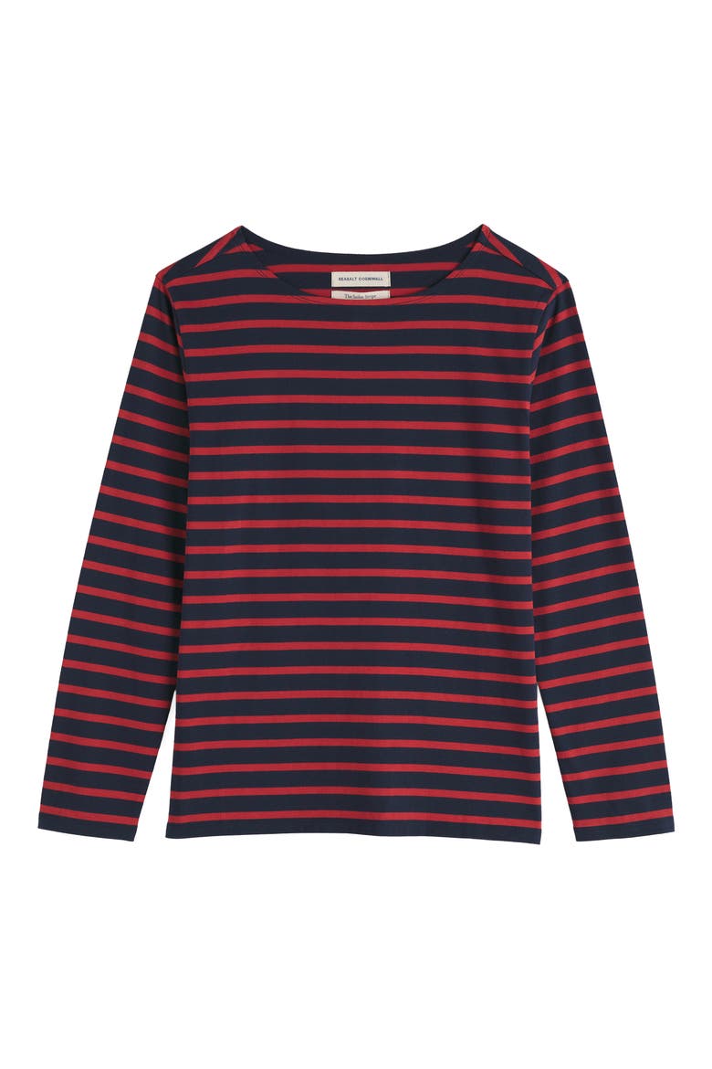 Sailor Stripe Organic Cotton Top, Alternate, color, BRETON MARITIME DEEP RUST