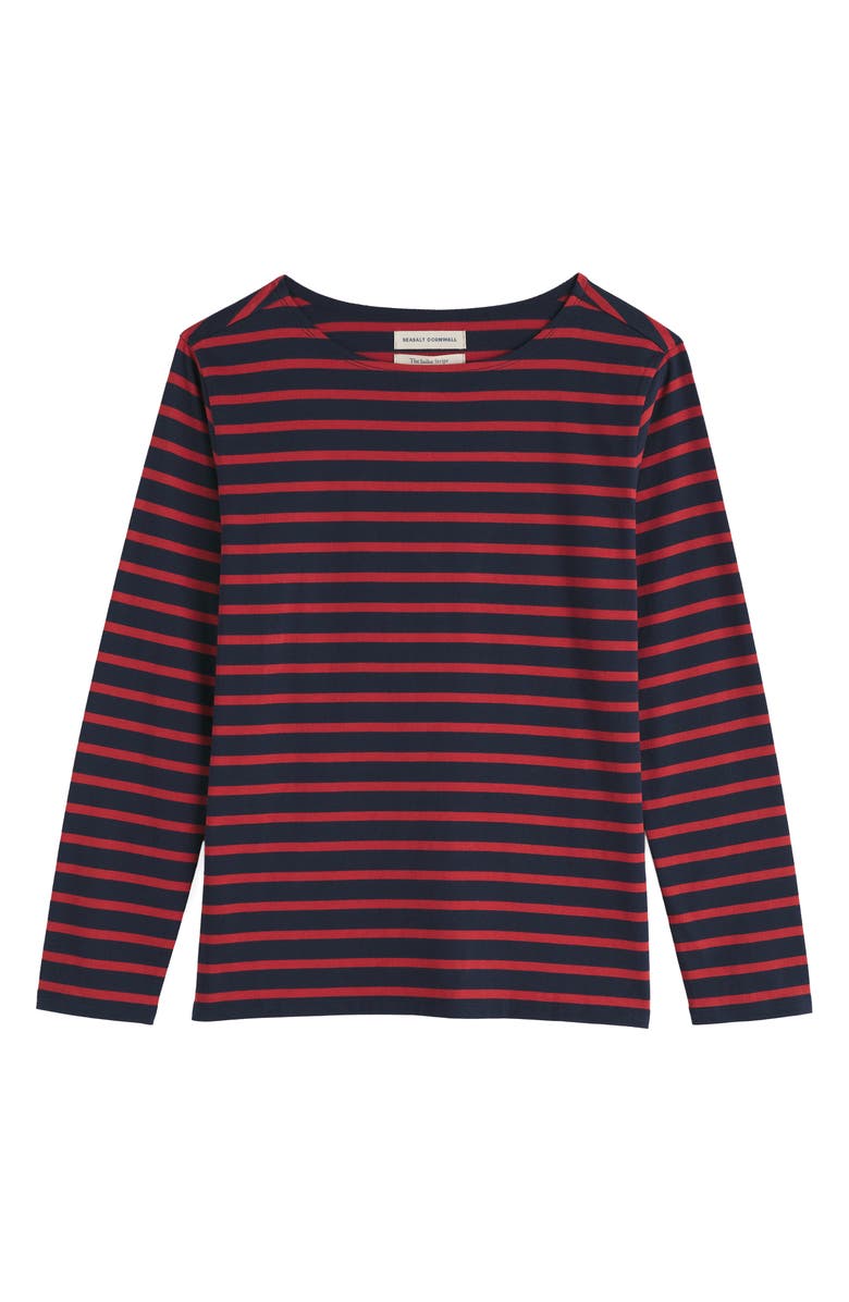 Seasalt Cornwall Sailor Stripe Organic Cotton Top, Alternate, color, Breton Maritime Deep Rust