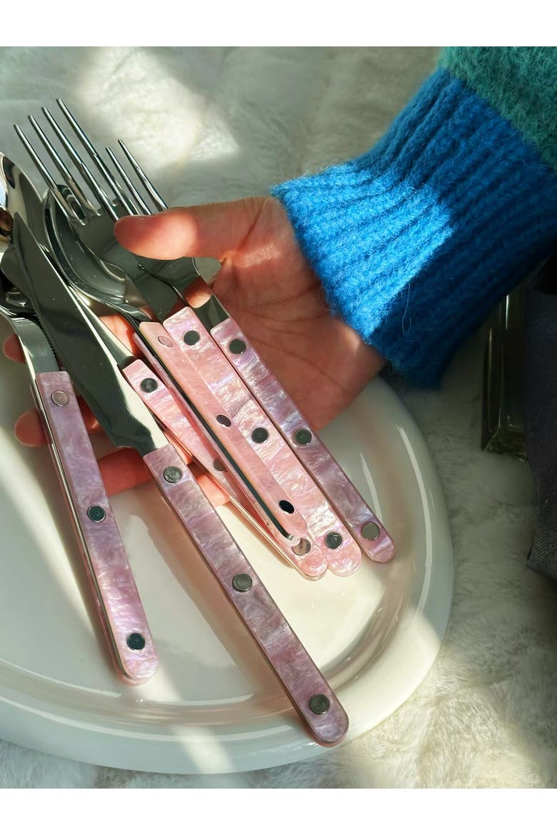 Salt Lake Flatware, Modern Elegant Cutlery Silverware Set, Alternate, color, Pink
