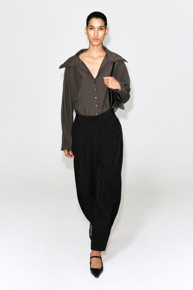 Pleated Balloon-Leg Pants, Alternate, color, BLACK