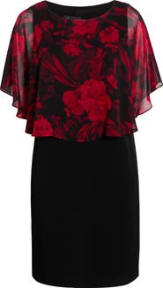 Connected Apparel Floral Cape Bodice Dress