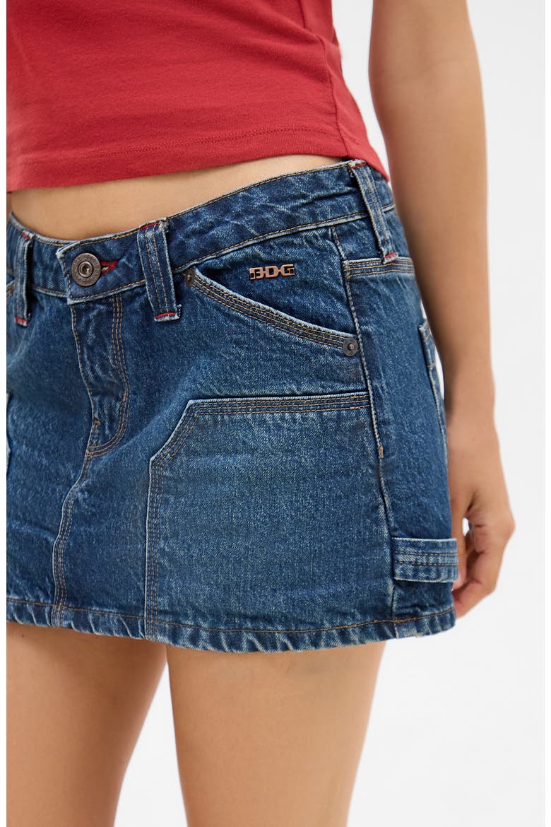 Low Rise Carpenter Denim Miniskirt, Alternate, color, DENIM