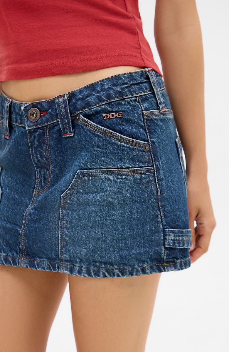 BDG Urban Outfitters Low Rise Carpenter Denim Miniskirt, Alternate, color, Denim