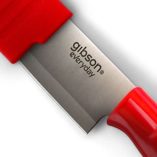 Gibson Everyday Grantville 4 Piece 6 Inch Santoku Knife With Sheath In Assorted Colors In Red