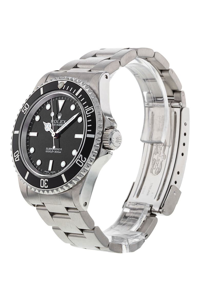 Rolex Preowned 2000 Submariner Bracelet Watch, 40mm, Alternate, color, BLACK