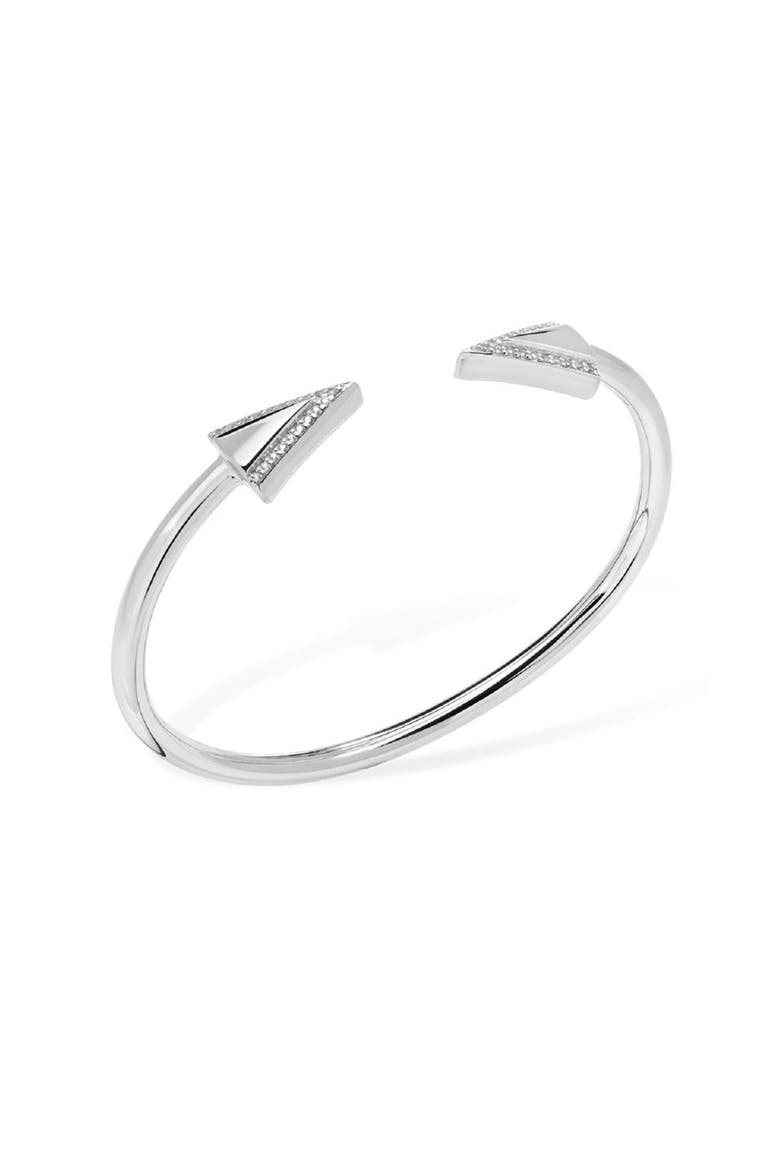 Twist Art Deco Bangle, Main, color, Sterling Silver