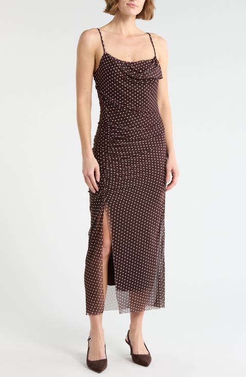Cowl Neck Mesh Dress