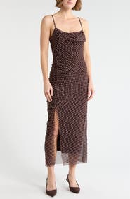 Leith Cowl Neck Mesh Dress