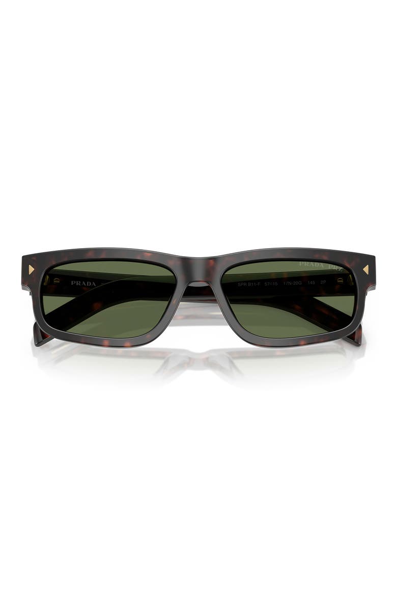 57mm Polarized Rectangular Sunglasses, Alternate, color, BROWN TORTOISE