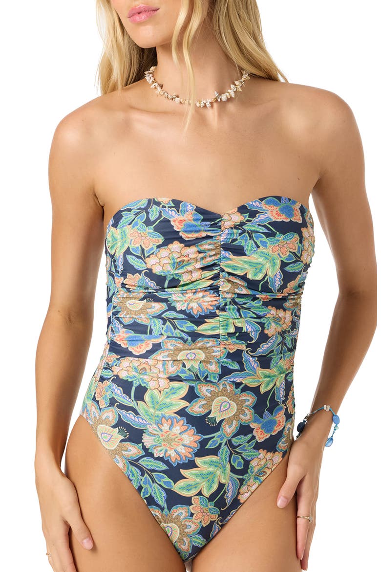 Mermaid Floral Ubud One-Piece Swimsuit, Alternate, color, NAVY