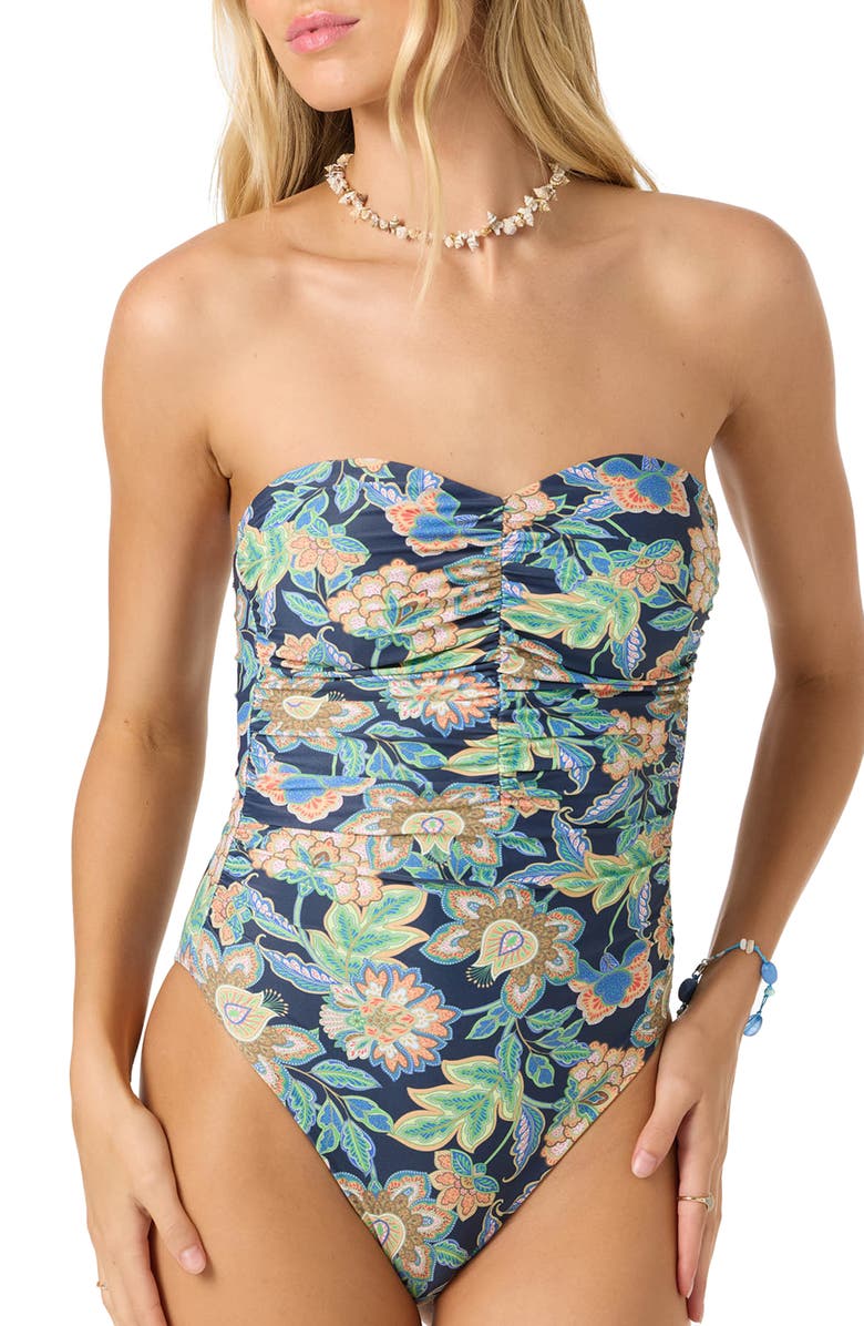 O'Neill Mermaid Floral Ubud One-Piece Swimsuit, Alternate, color, Navy