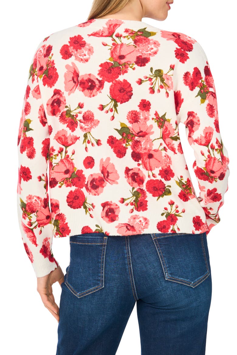 Floral Crewneck Sweater, Alternate, color, NEW IVORY ROSES