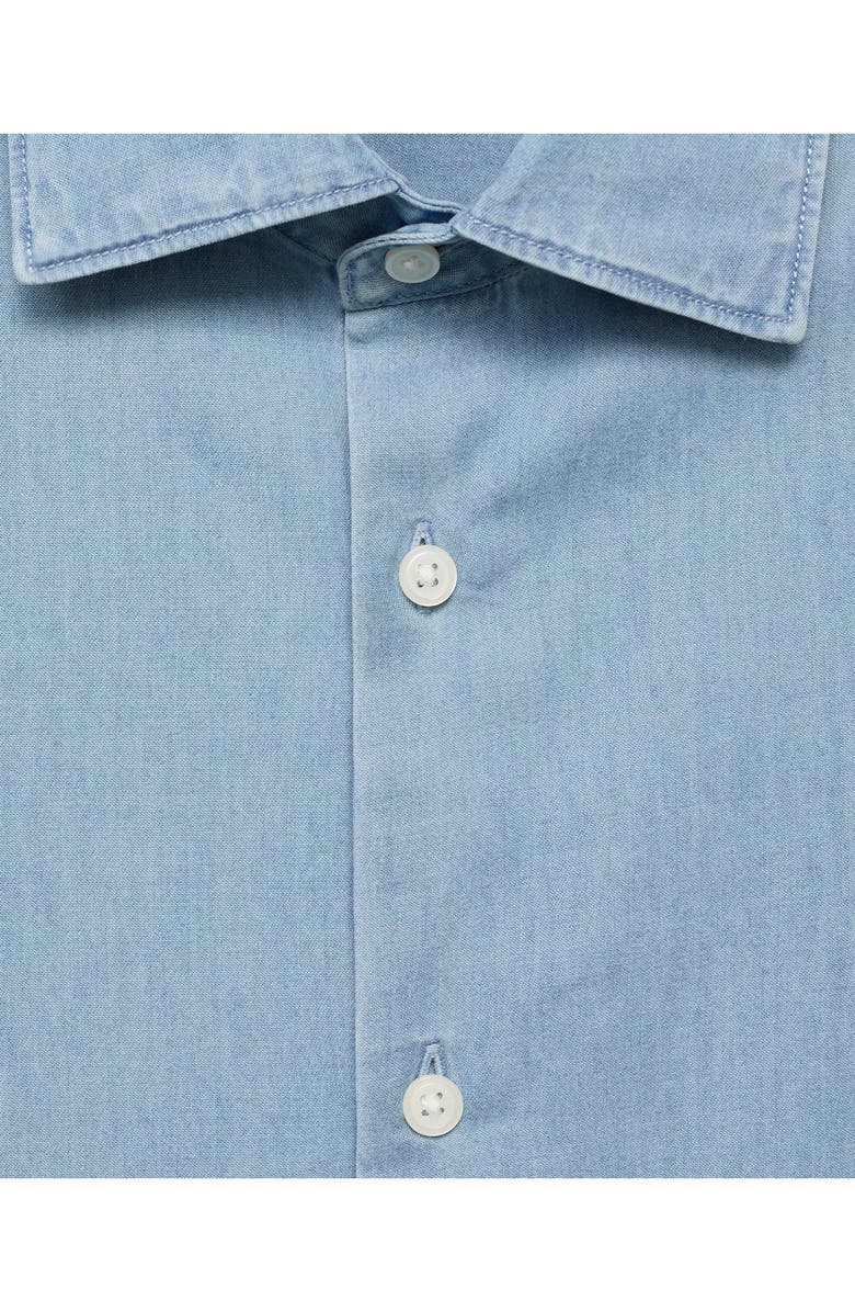 MANGO Cotton Chambray Button-Up Shirt, Alternate, color, Light Blue