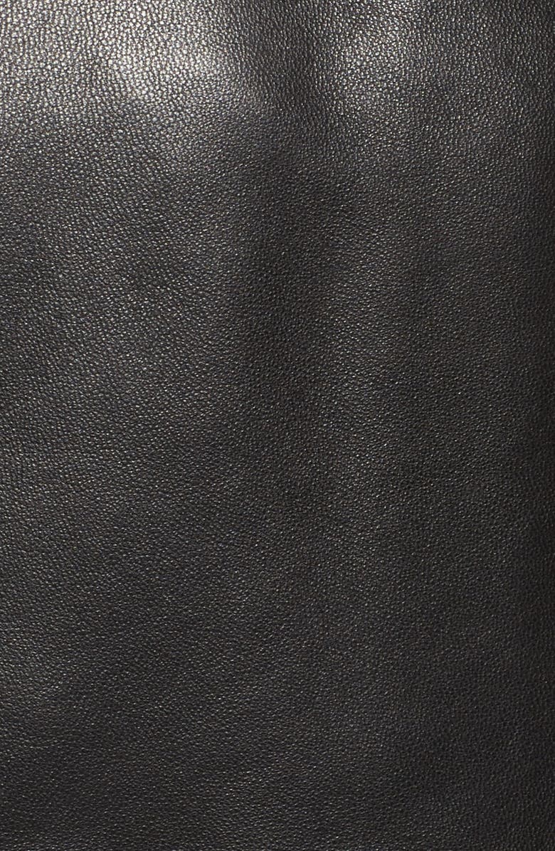 Sam Edelman Contrast Trim Leather Moto Jacket, Alternate, color, Black