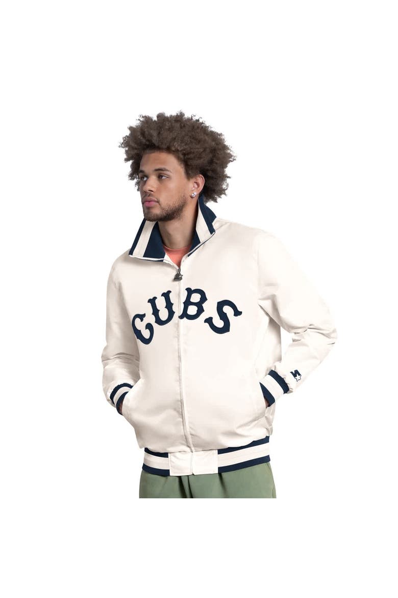 Men's Starter White Chicago Cubs The Captain Cooperstown Logo Full-Zip Varsity Jacket, Main, color, White