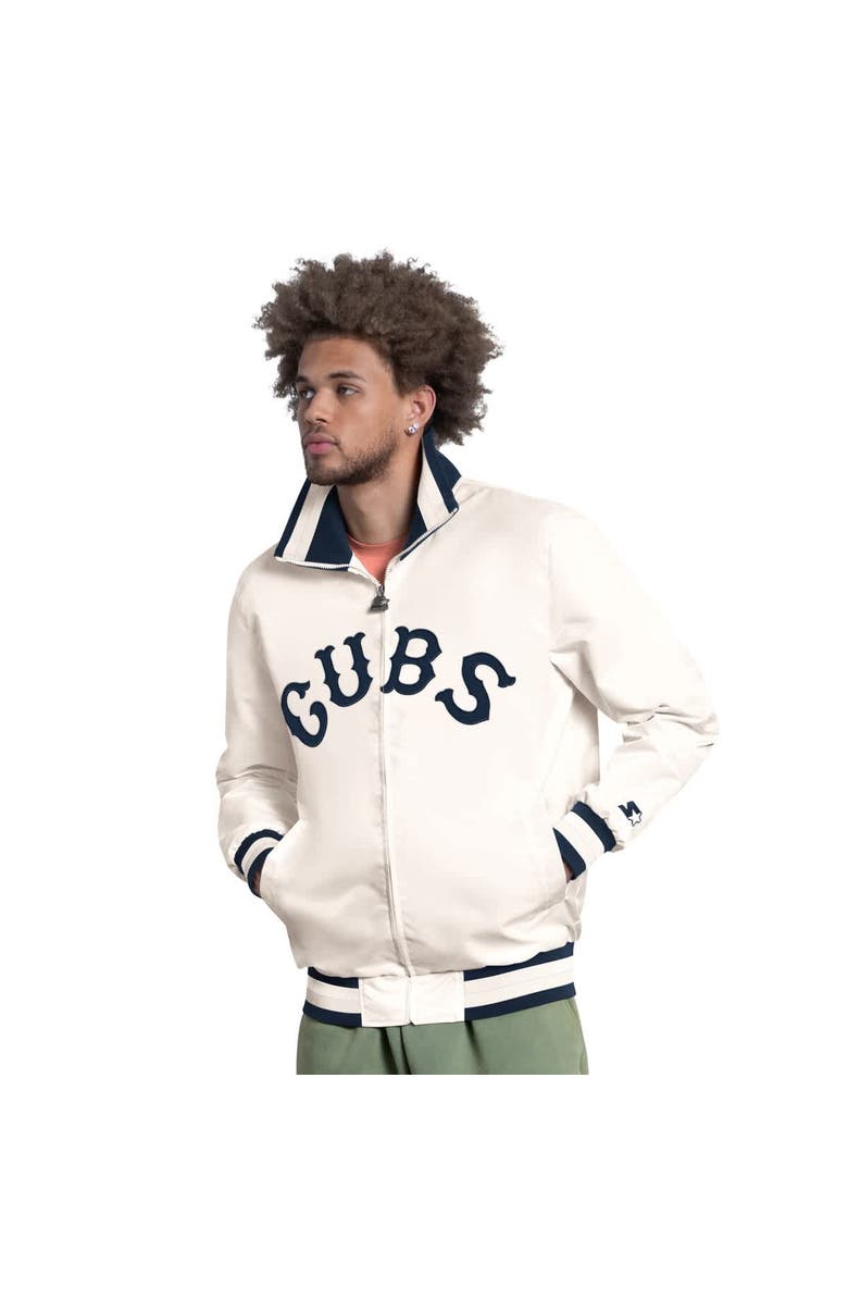 STARTER Men's Starter White Chicago Cubs The Captain Cooperstown Logo Full-Zip Varsity Jacket, Main, color, White