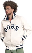 STARTER Men's Starter White Chicago Cubs The Captain Cooperstown Logo Full-Zip Varsity Jacket