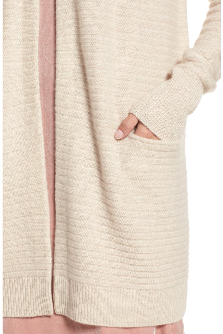 Ribbed Cashmere Cardigan, Alternate, color, HEATHER OATMEAL