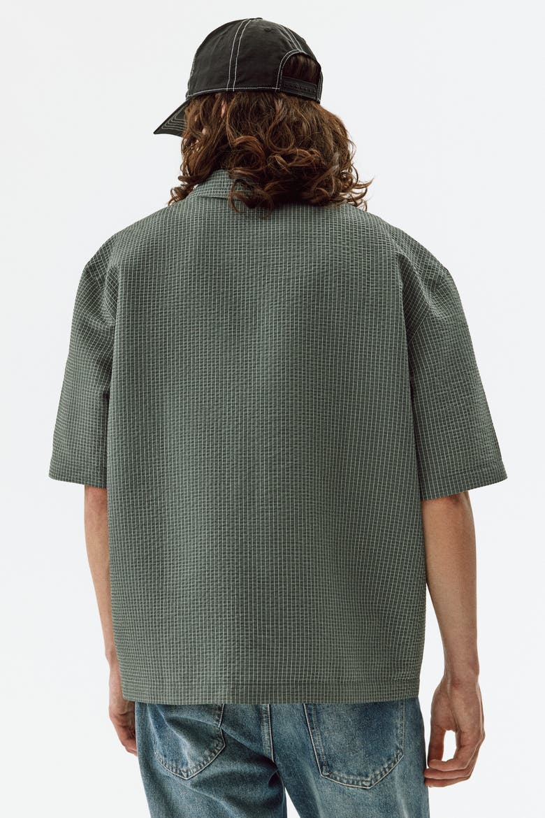 Relaxed Fit Short-sleeved Resort Shirt, Alternate, color, Khaki green/checked
