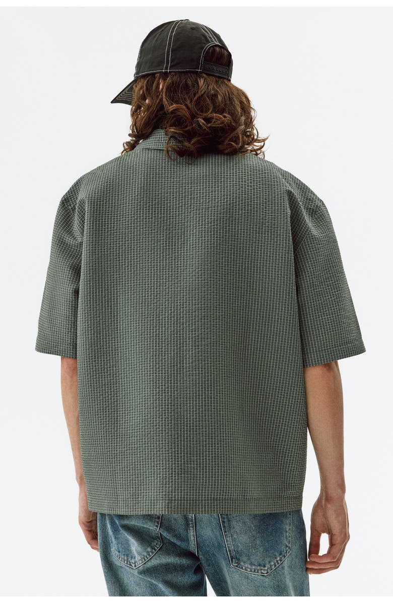 H&M Relaxed Fit Short-sleeved Resort Shirt, Alternate, color, Khaki Green/Checked